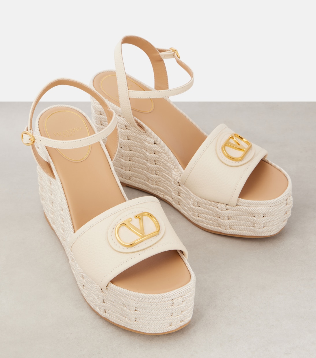 Sandales compensées VLogo 120 en cuir | Valentino Garavani