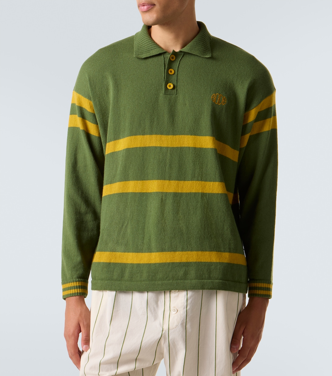 Striped virgin wool polo sweater | Bode