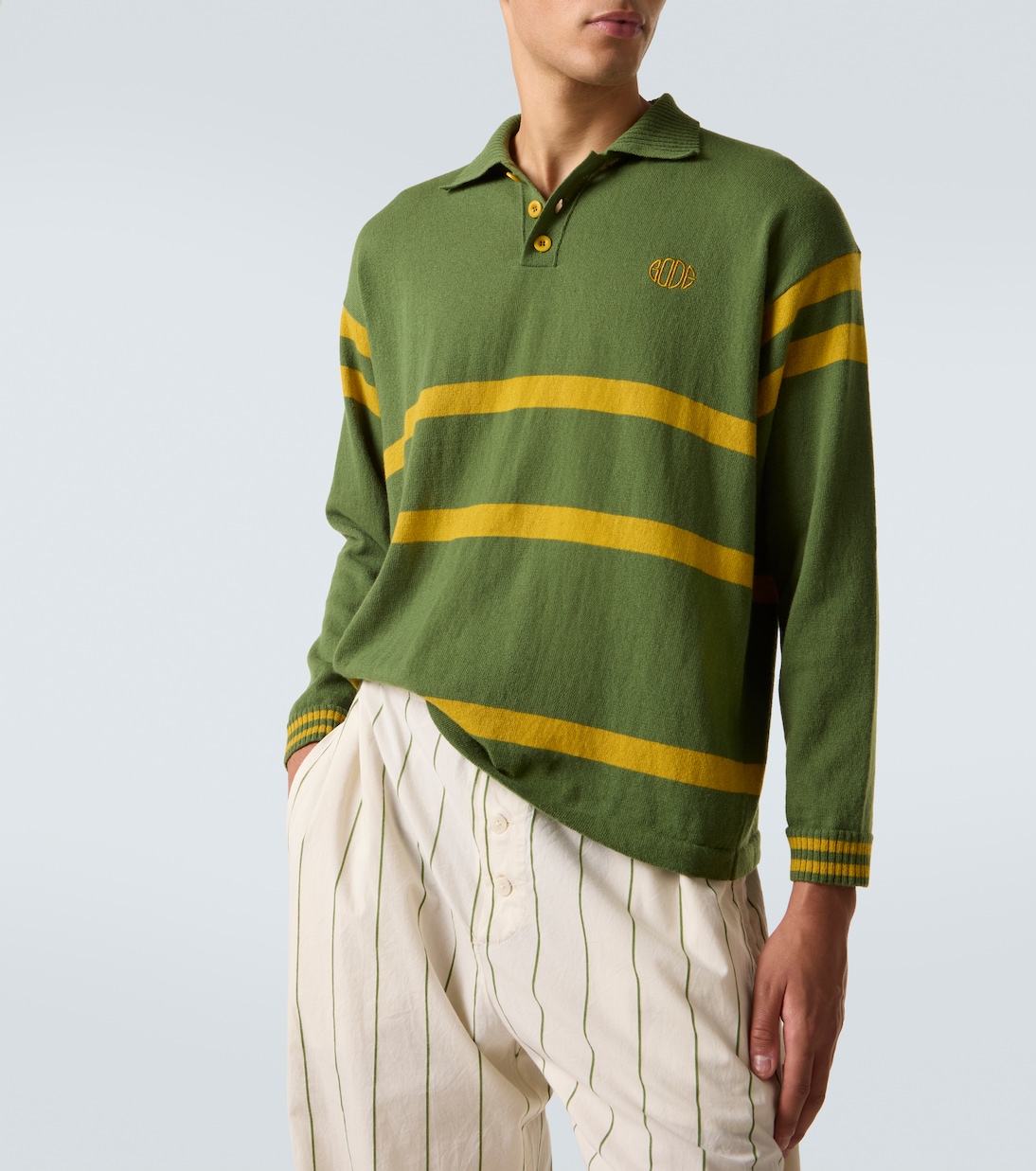Striped virgin wool polo sweater | Bode