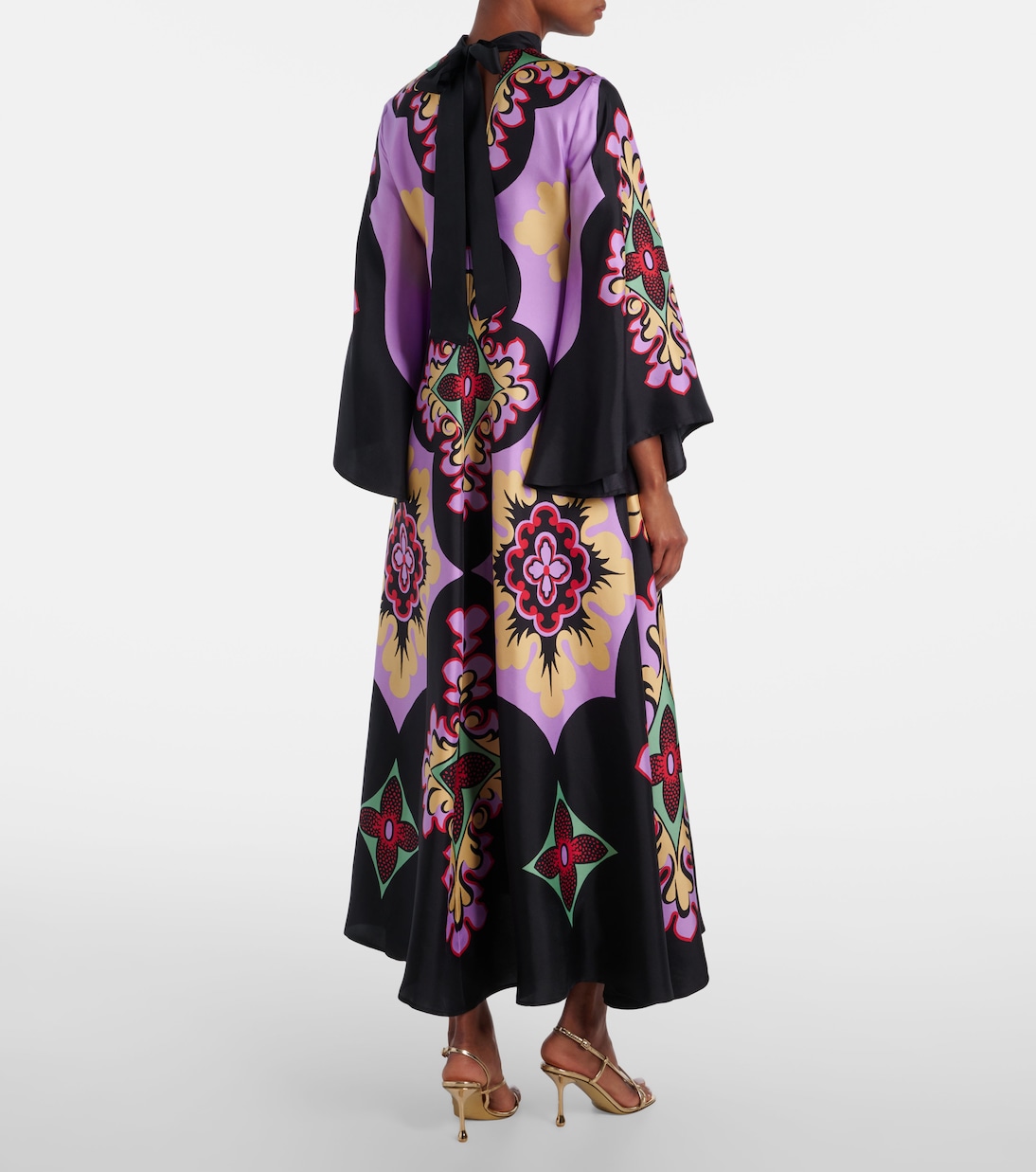 Vestido largo Palazzo Placée de sarga de seda | La DoubleJ