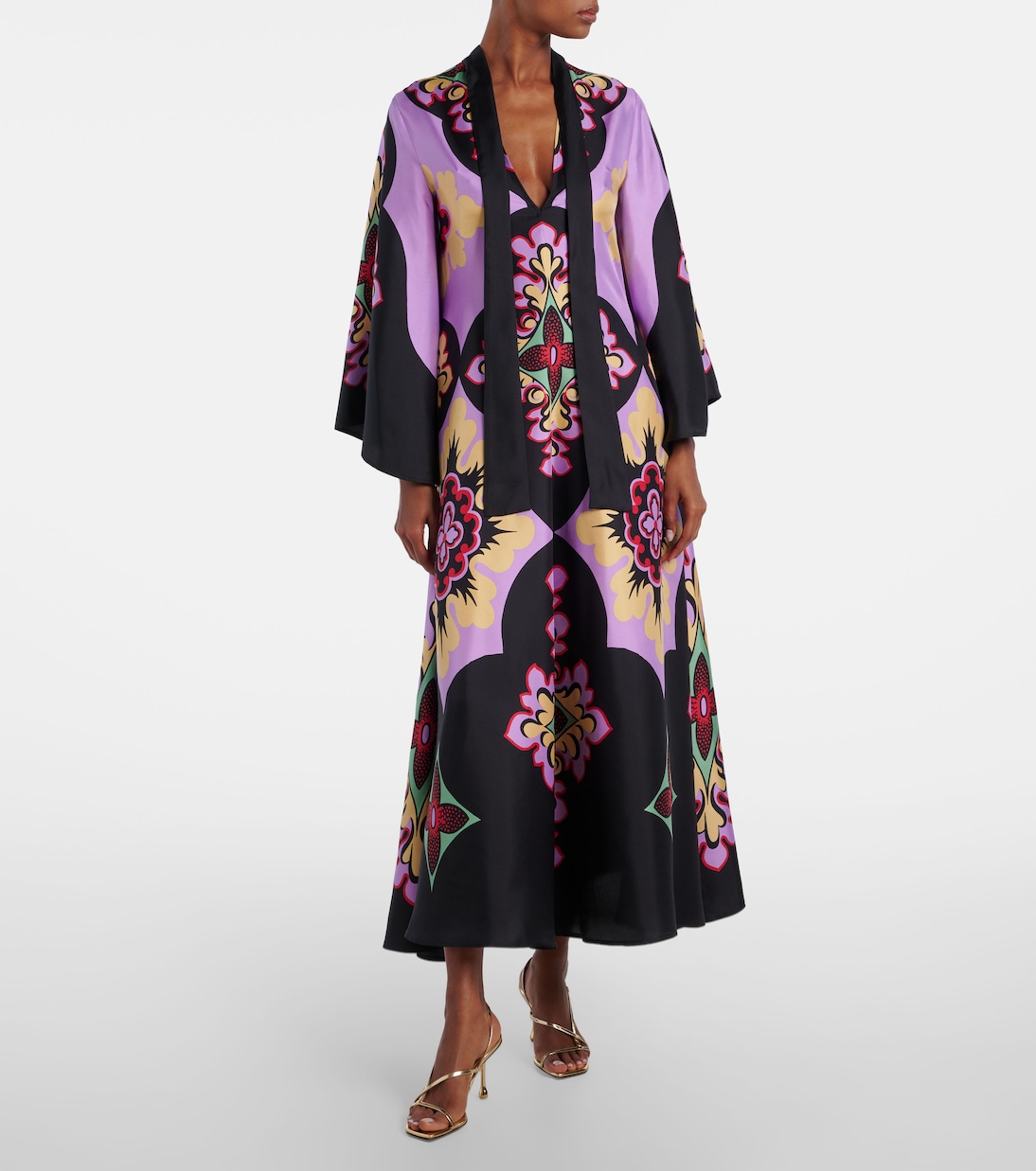Vestido largo Palazzo Placée de sarga de seda | La DoubleJ