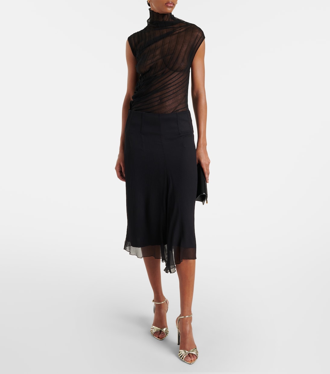Falda midi de chifón de seda | Victoria Beckham