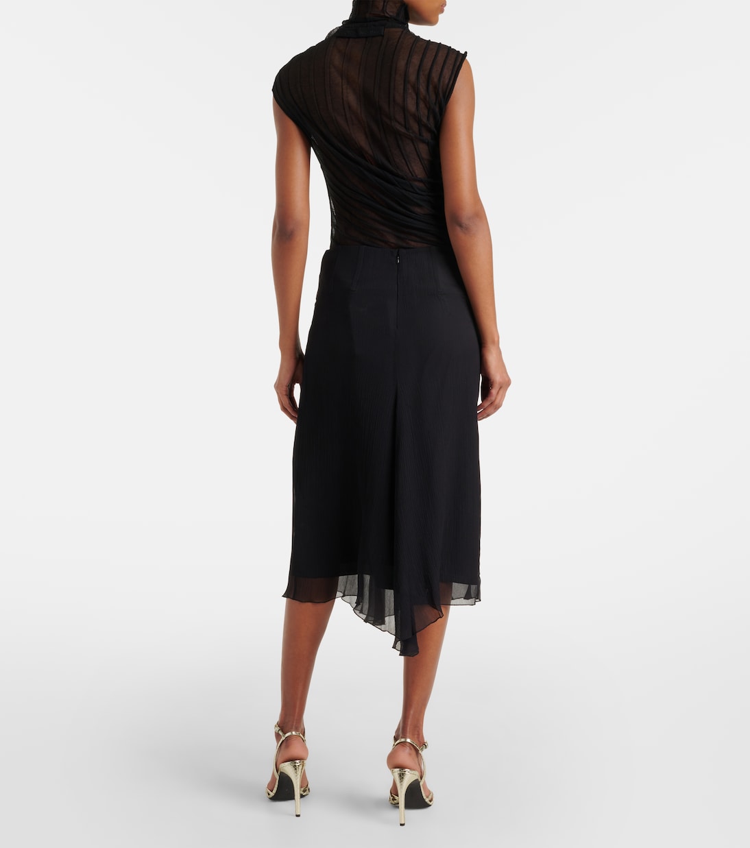Falda midi de chifón de seda | Victoria Beckham