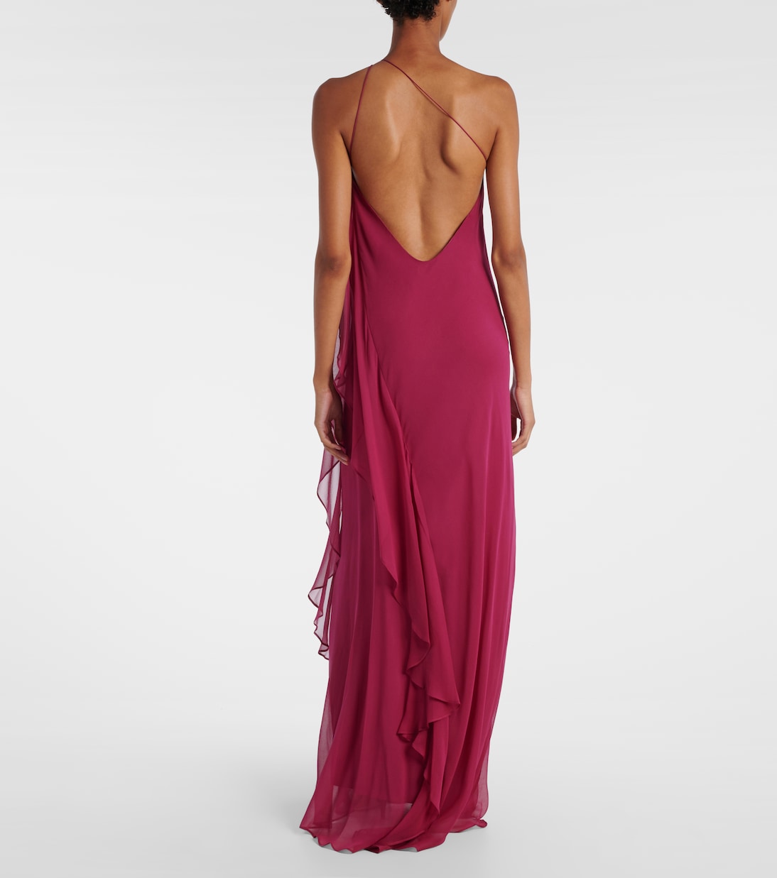 One-shoulder ruffled silk gown | The Sei