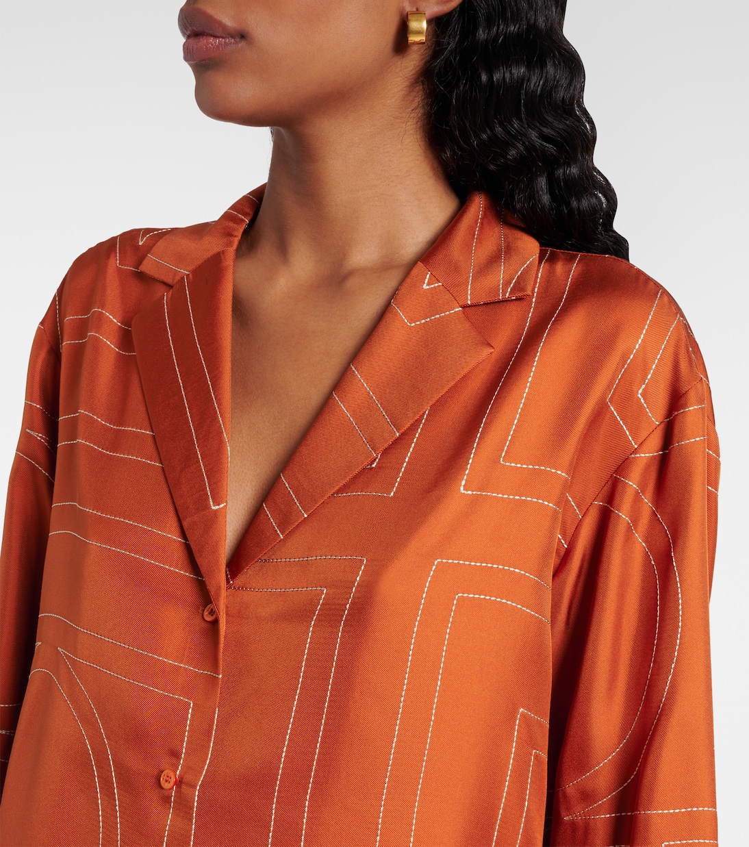 Pyjama-Hemd Monogram aus Seiden-Twill | Toteme