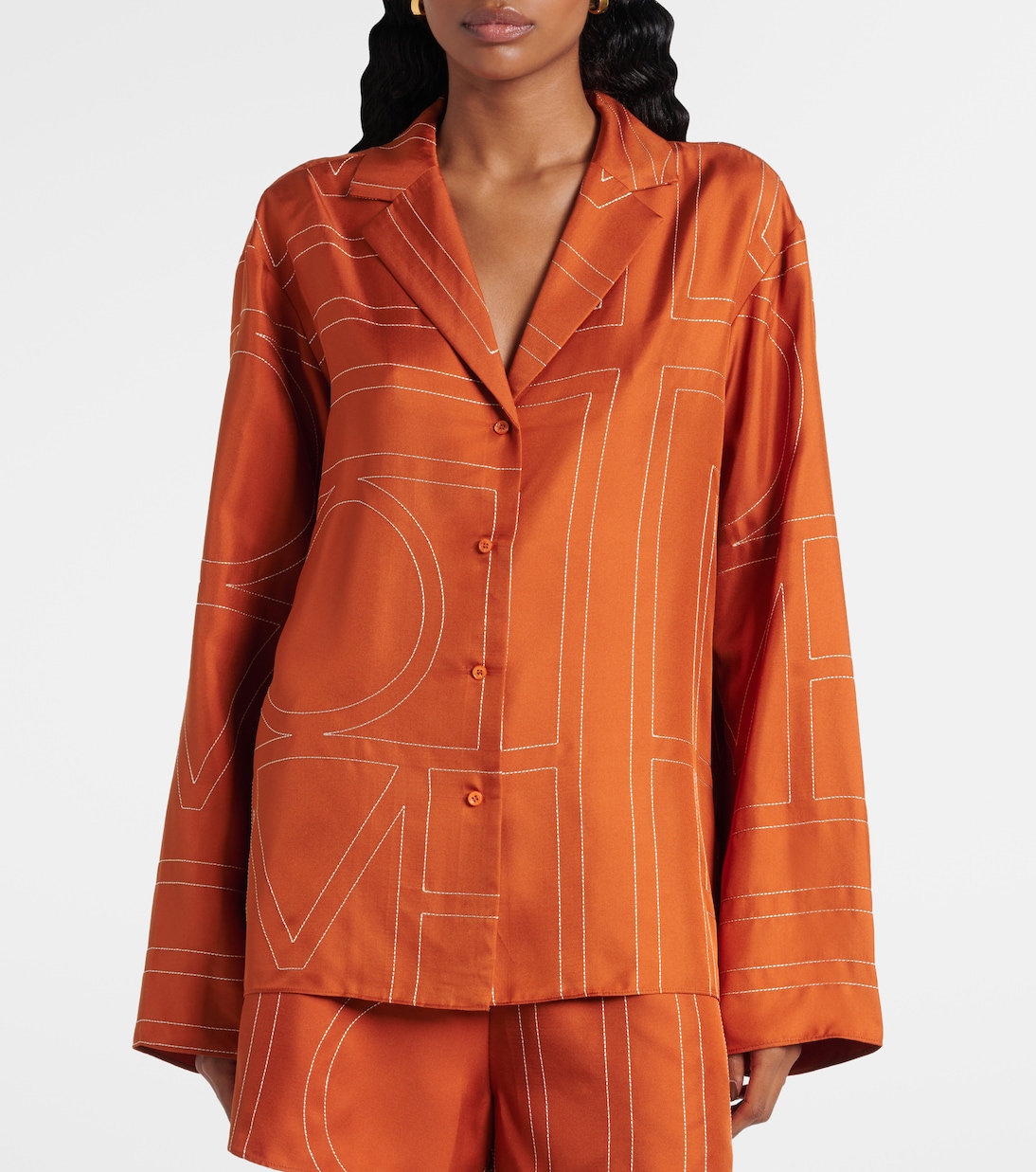 Pyjama-Hemd Monogram aus Seiden-Twill | Toteme