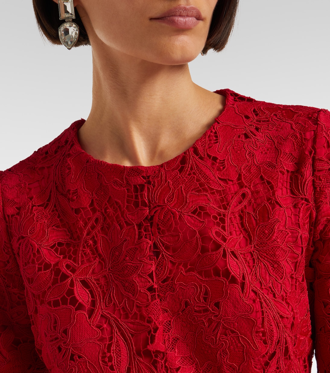 Belted lace midi dress | Monique Lhuillier