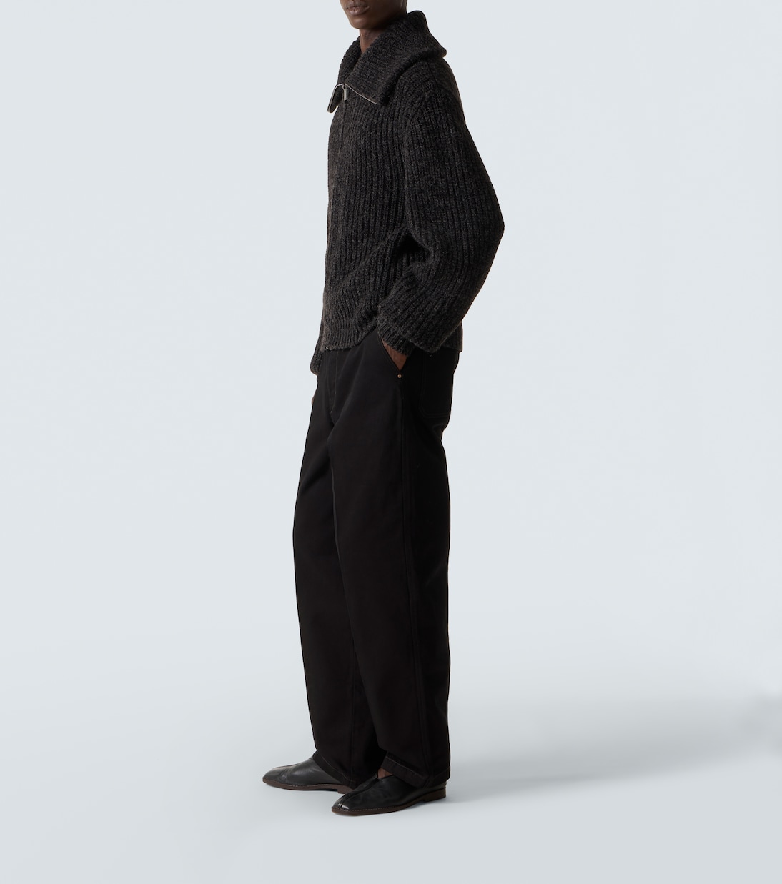 Alpaca and yak wool zip-up cardigan | Lemaire