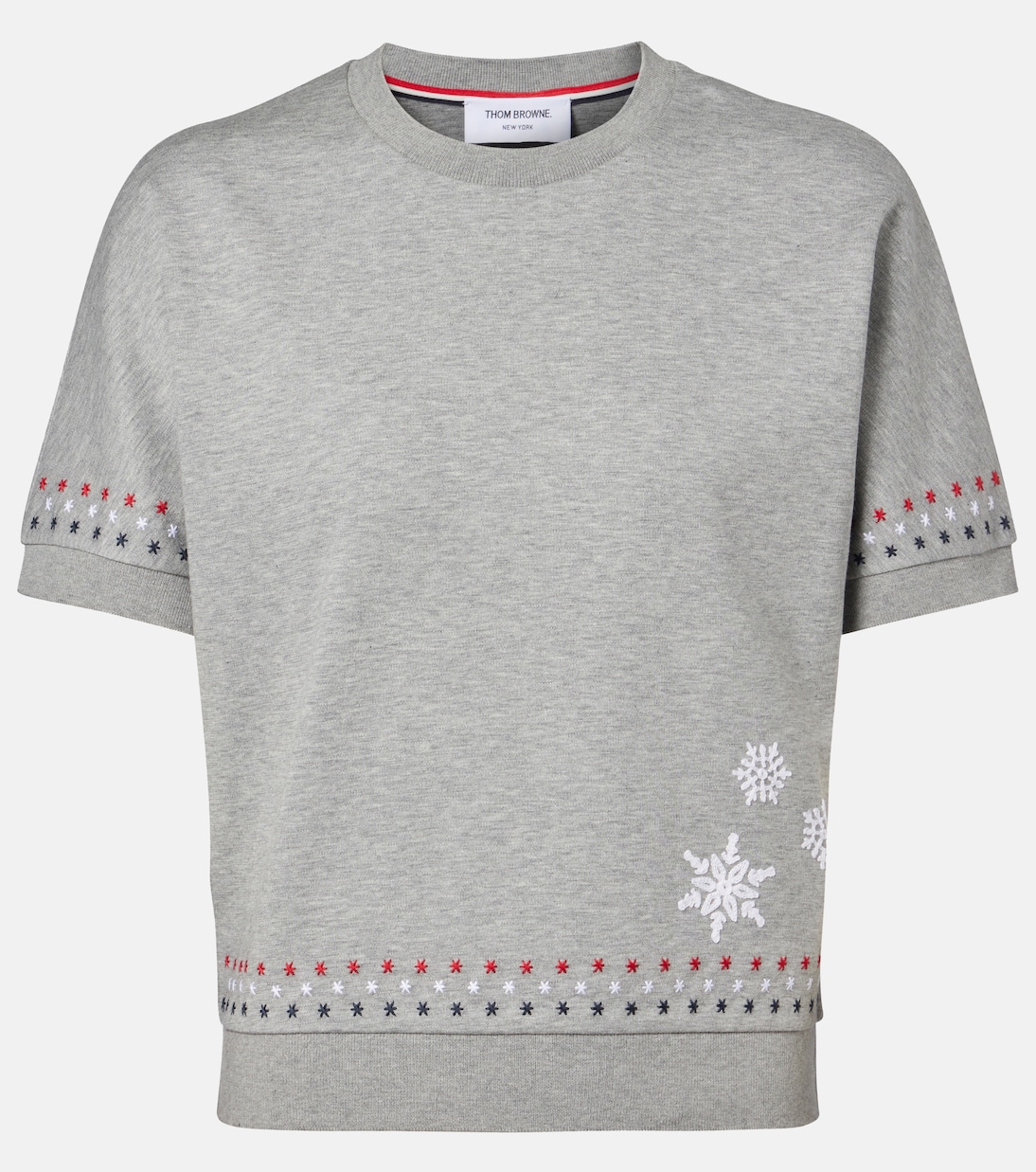 Embroidered cotton jersey T-shirt | Thom Browne