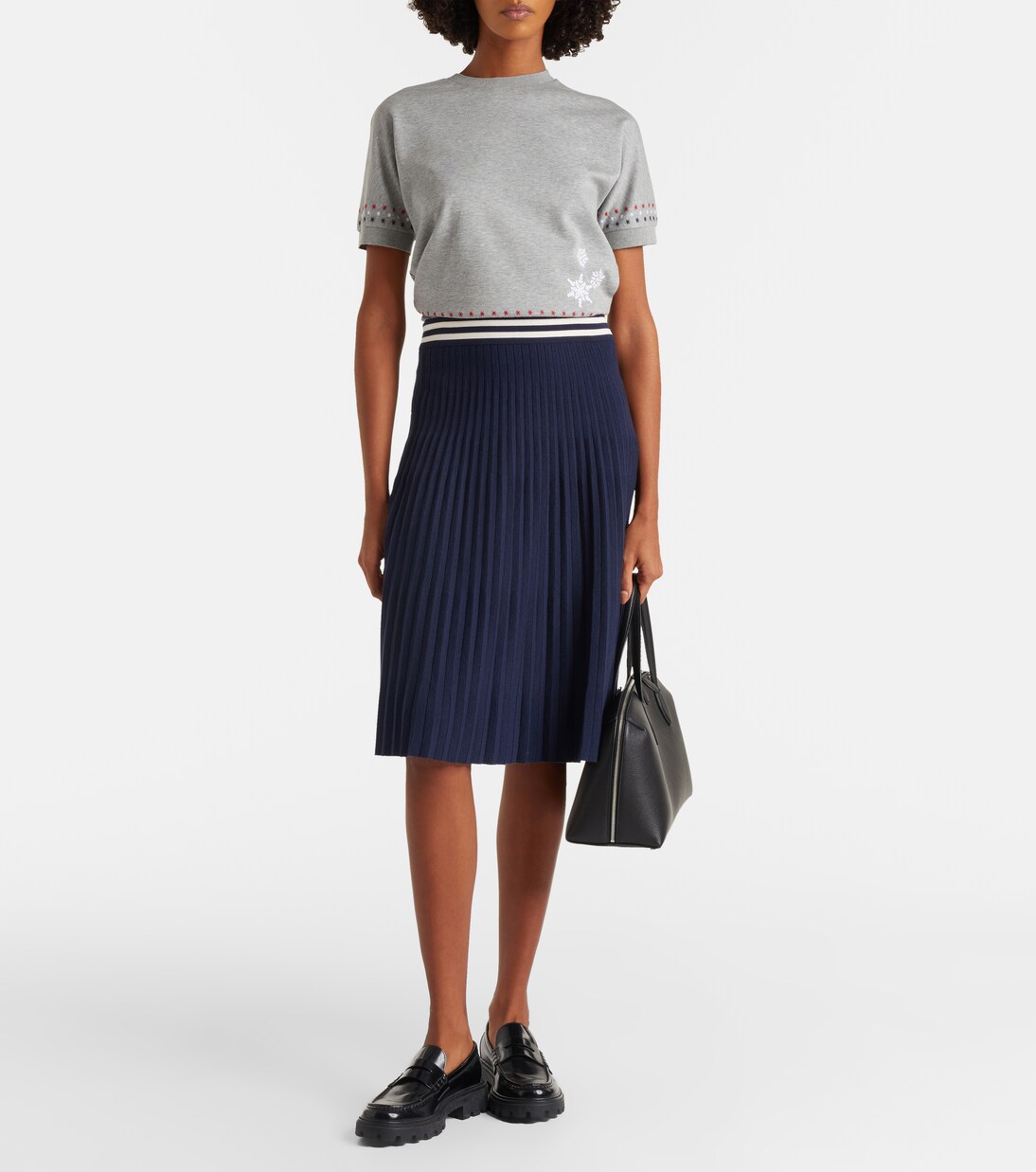 Embroidered cotton jersey T-shirt | Thom Browne
