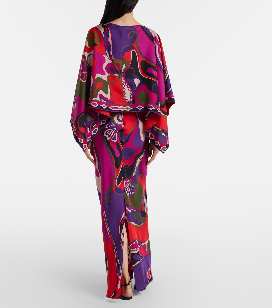 Orchidee silk slip dress and cape set | Pucci