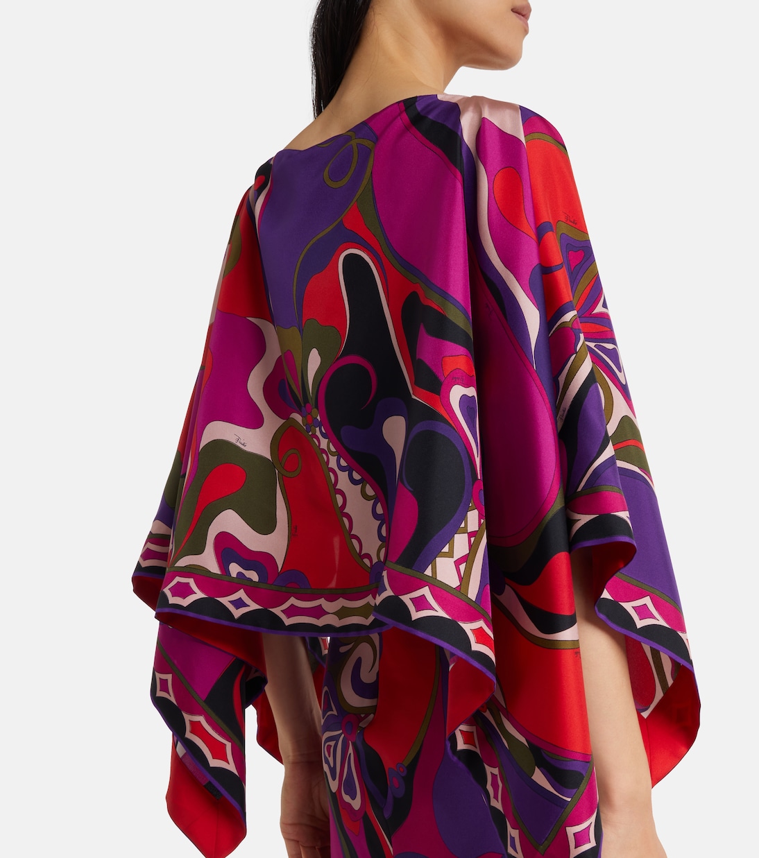 Orchidee silk slip dress and cape set | Pucci