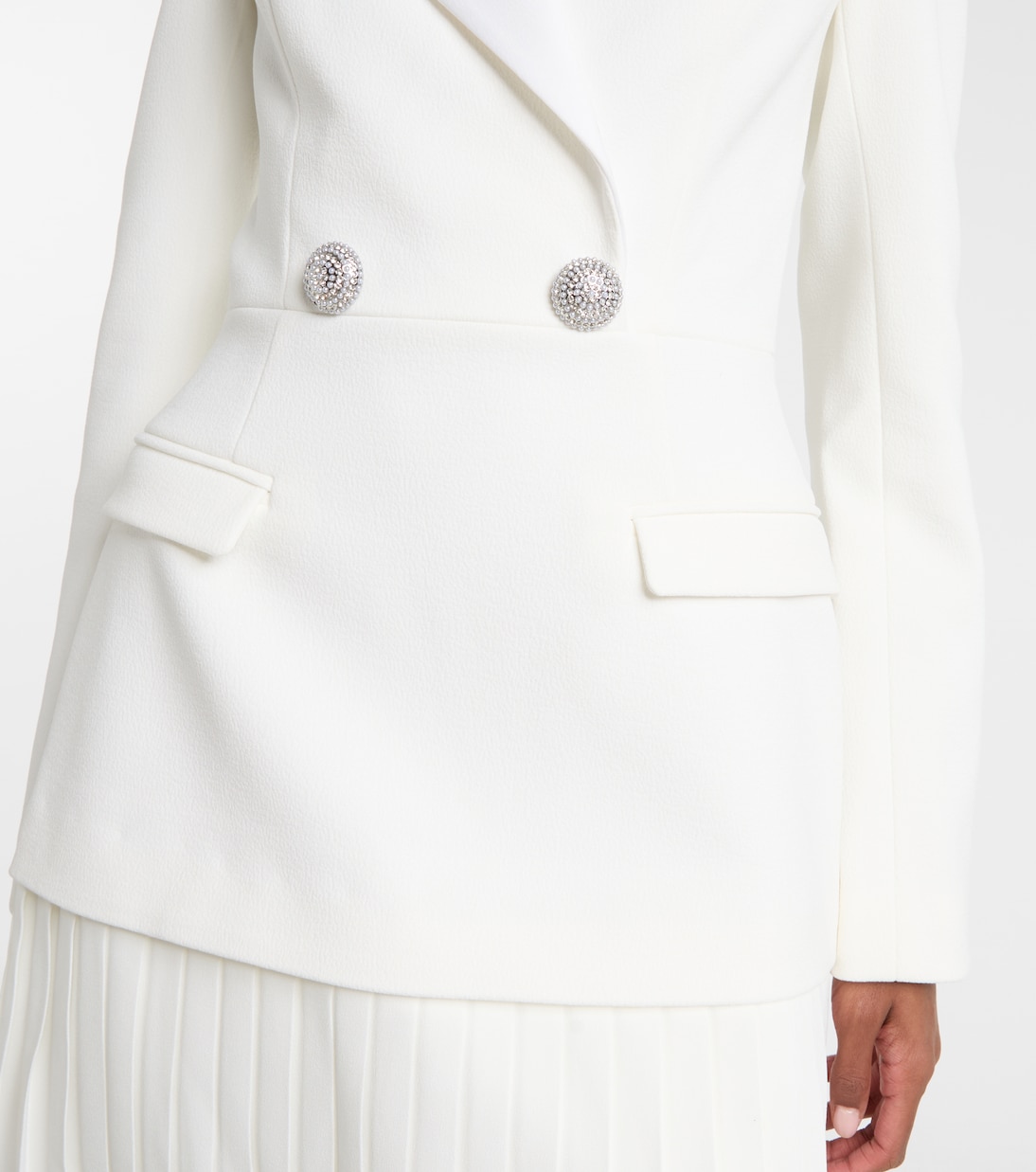 Bridal Atlas pleated blazer dress | Rebecca Vallance