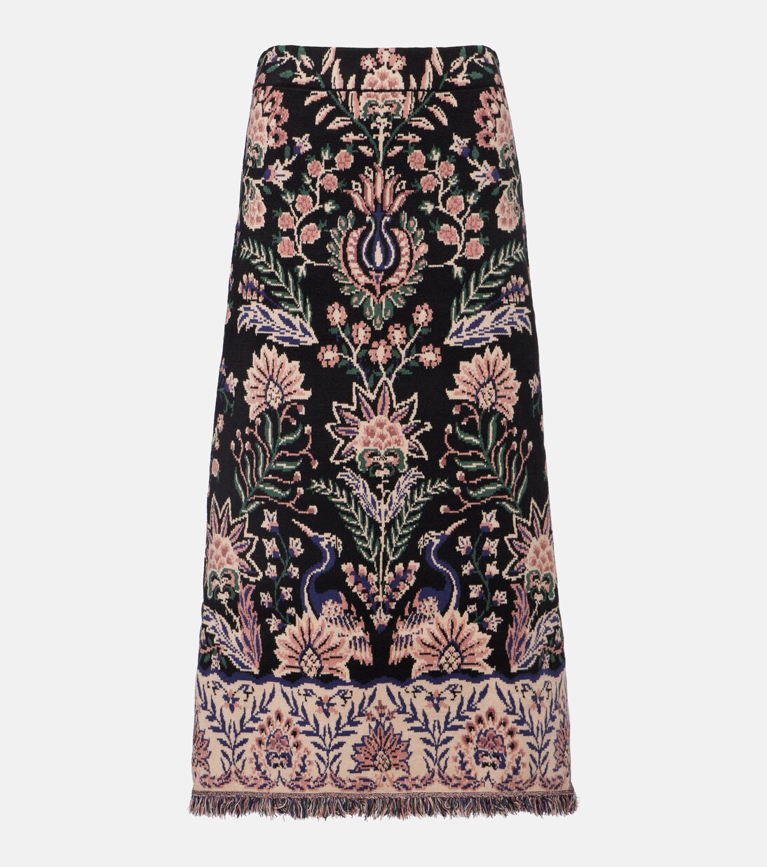 Marvelous Garden fringed high-rise midi skirt | Farm Rio