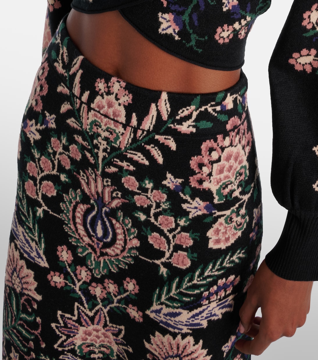 Marvelous Garden fringed high-rise midi skirt | Farm Rio