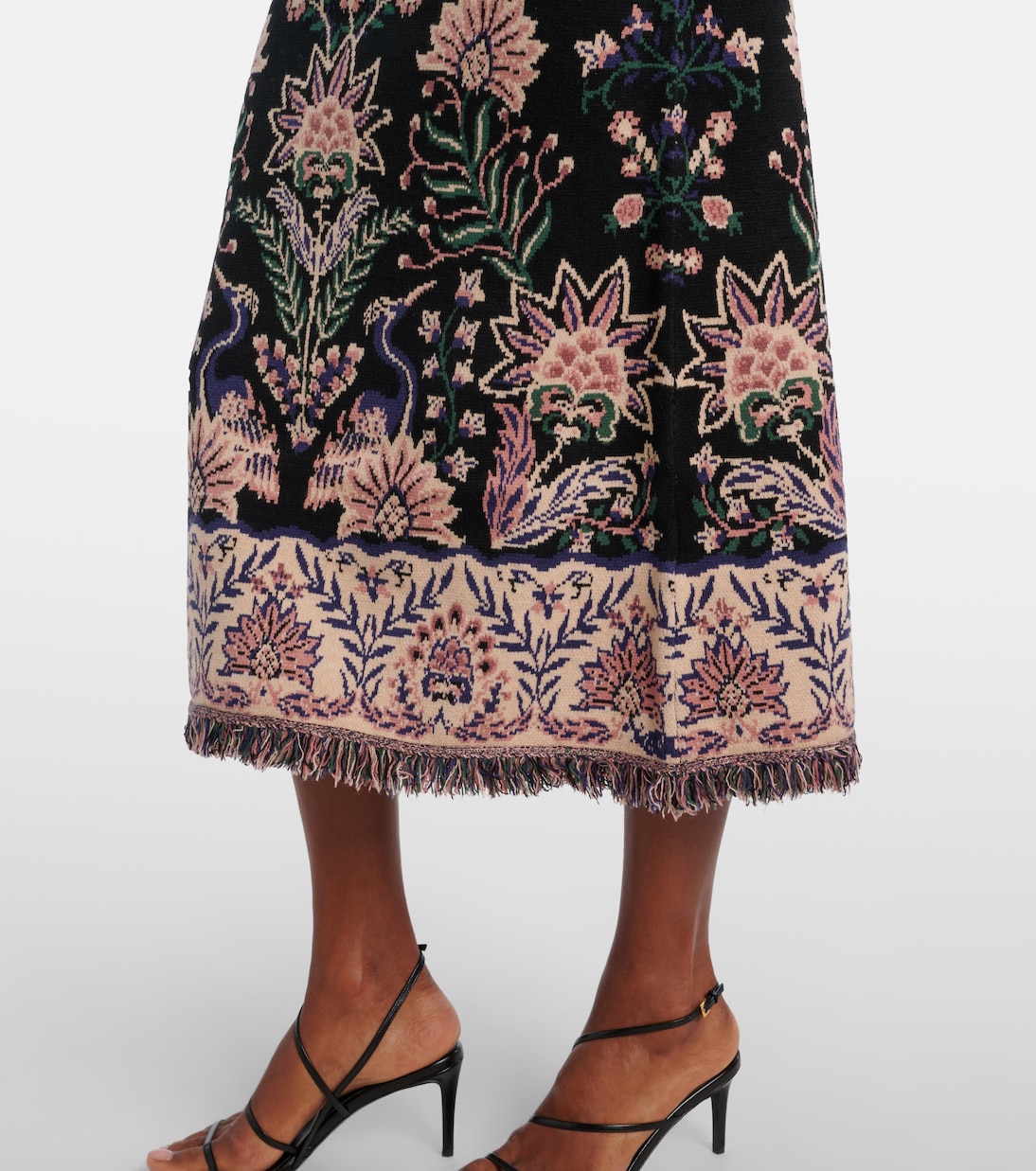 Marvelous Garden fringed high-rise midi skirt | Farm Rio
