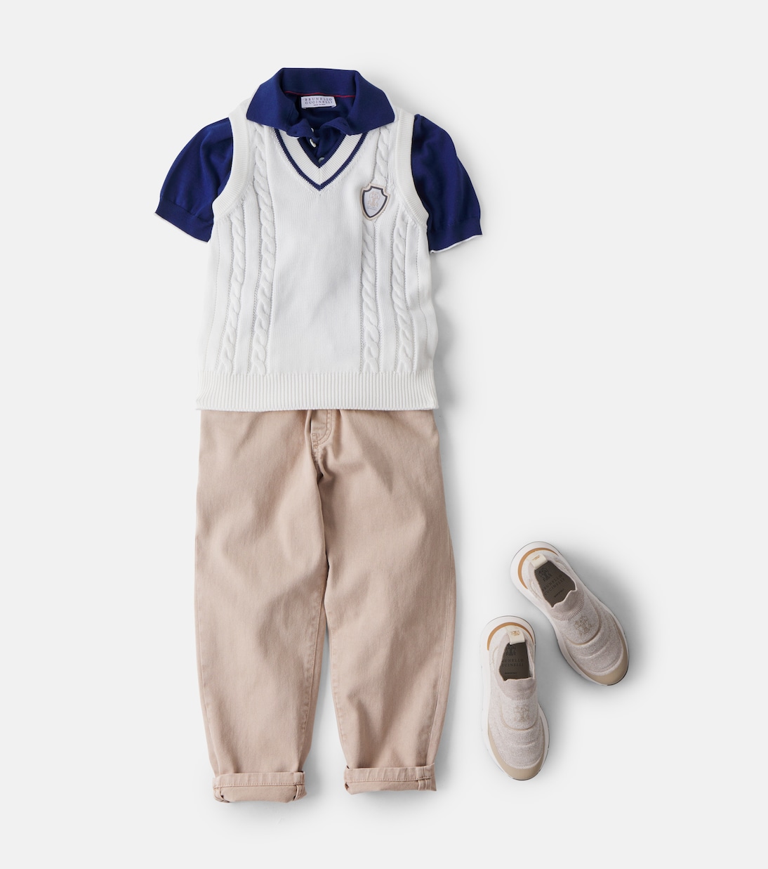 Cable-knit cotton vest | Brunello Cucinelli Kids