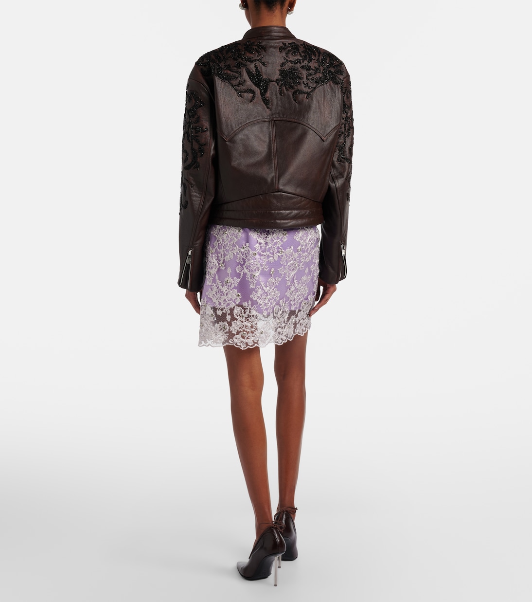Embellished lace miniskirt | Jacques Wei