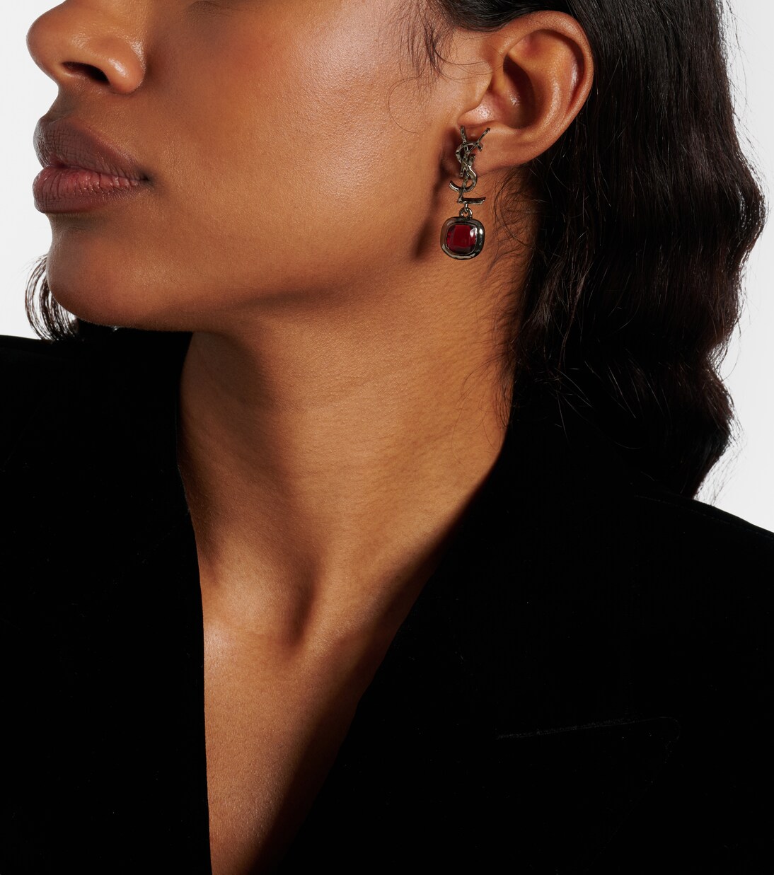 Cassandre embellished drop earrings | Saint Laurent