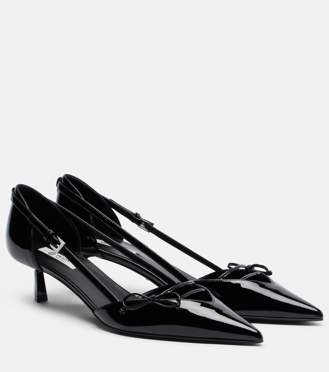 Bow-detail patent leather pumps | Prada