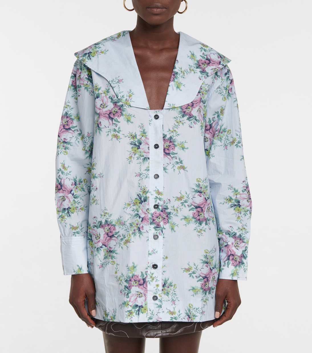 Bedruckte Bluse aus Baumwollpopeline | Ganni