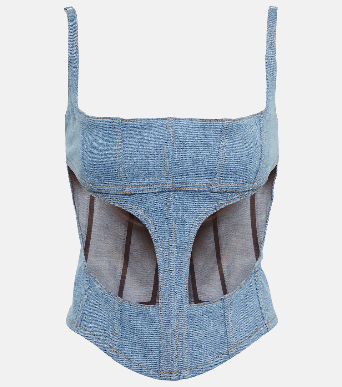 Denim and mesh corset top | Mugler