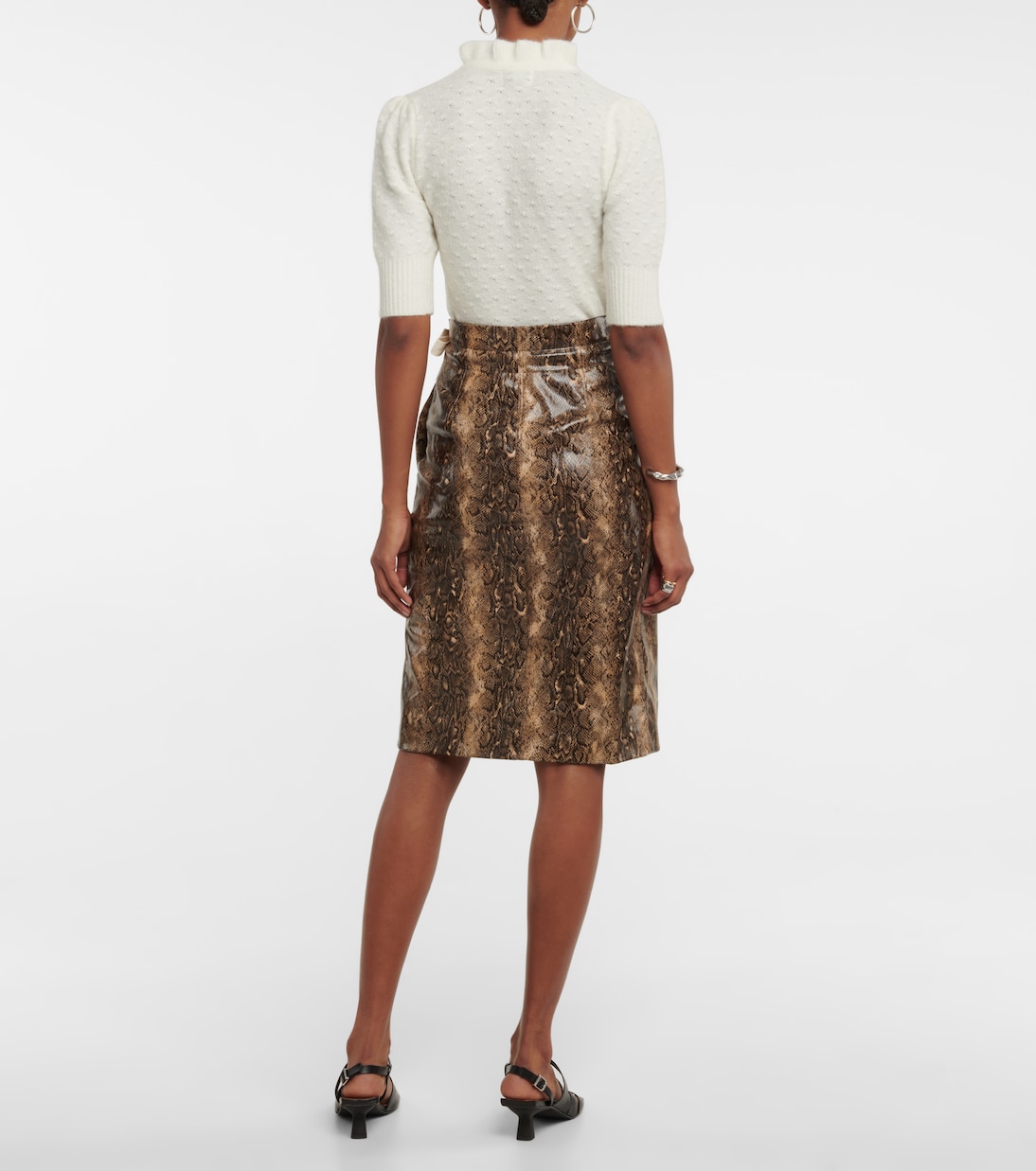 Snakeskin-print midi skirt | Ganni