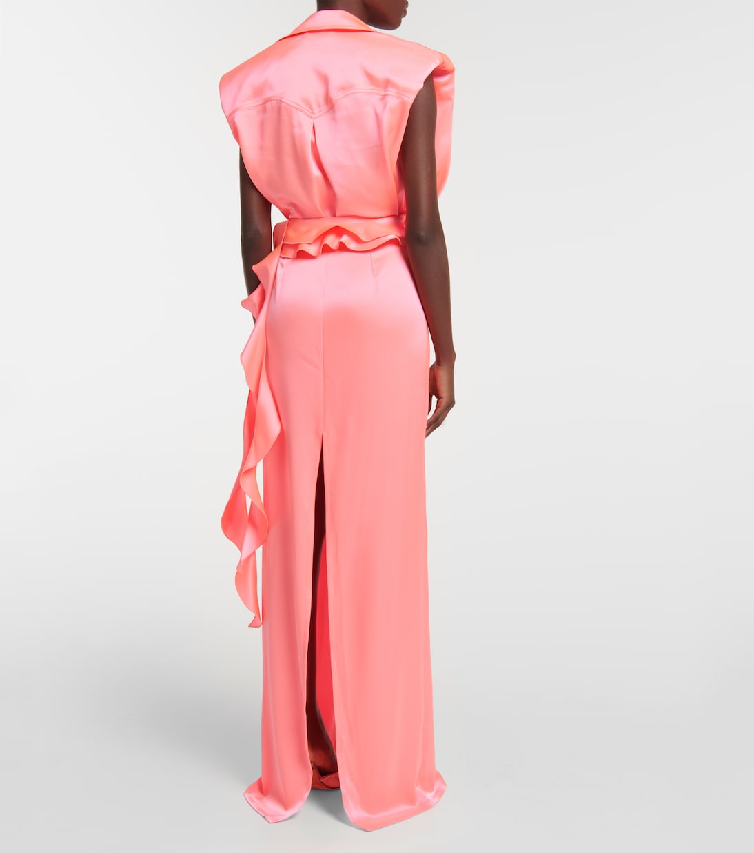 Ruffle satin wrap gown | David Koma