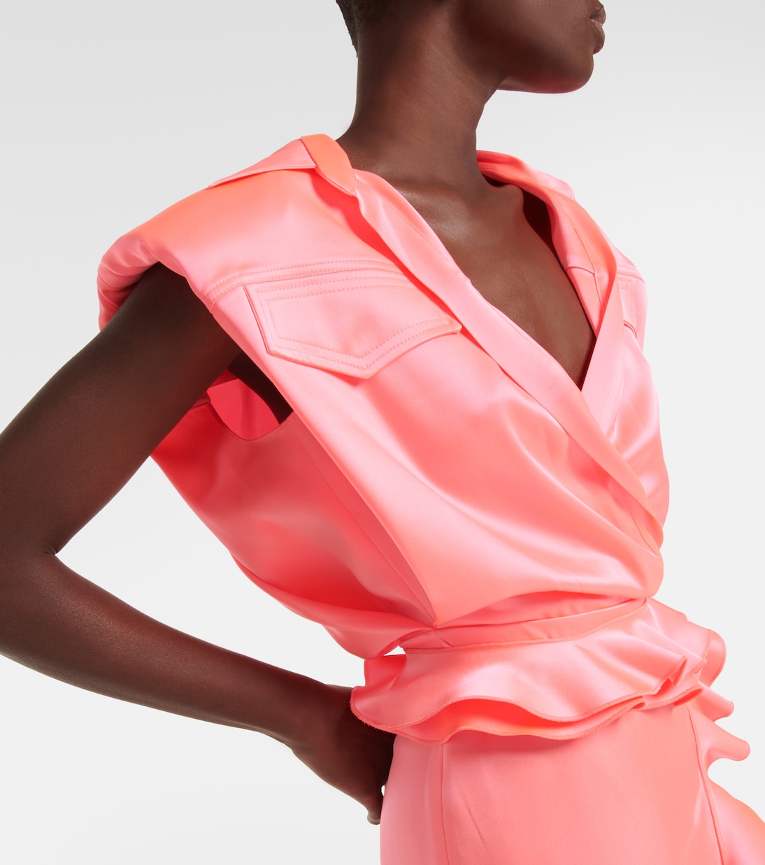 Ruffle satin wrap gown | David Koma