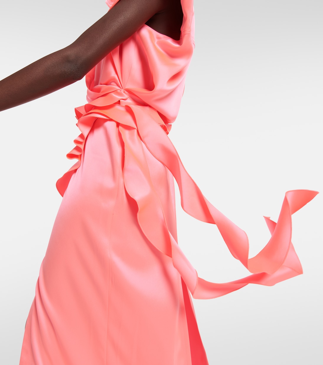 Ruffle satin wrap gown | David Koma