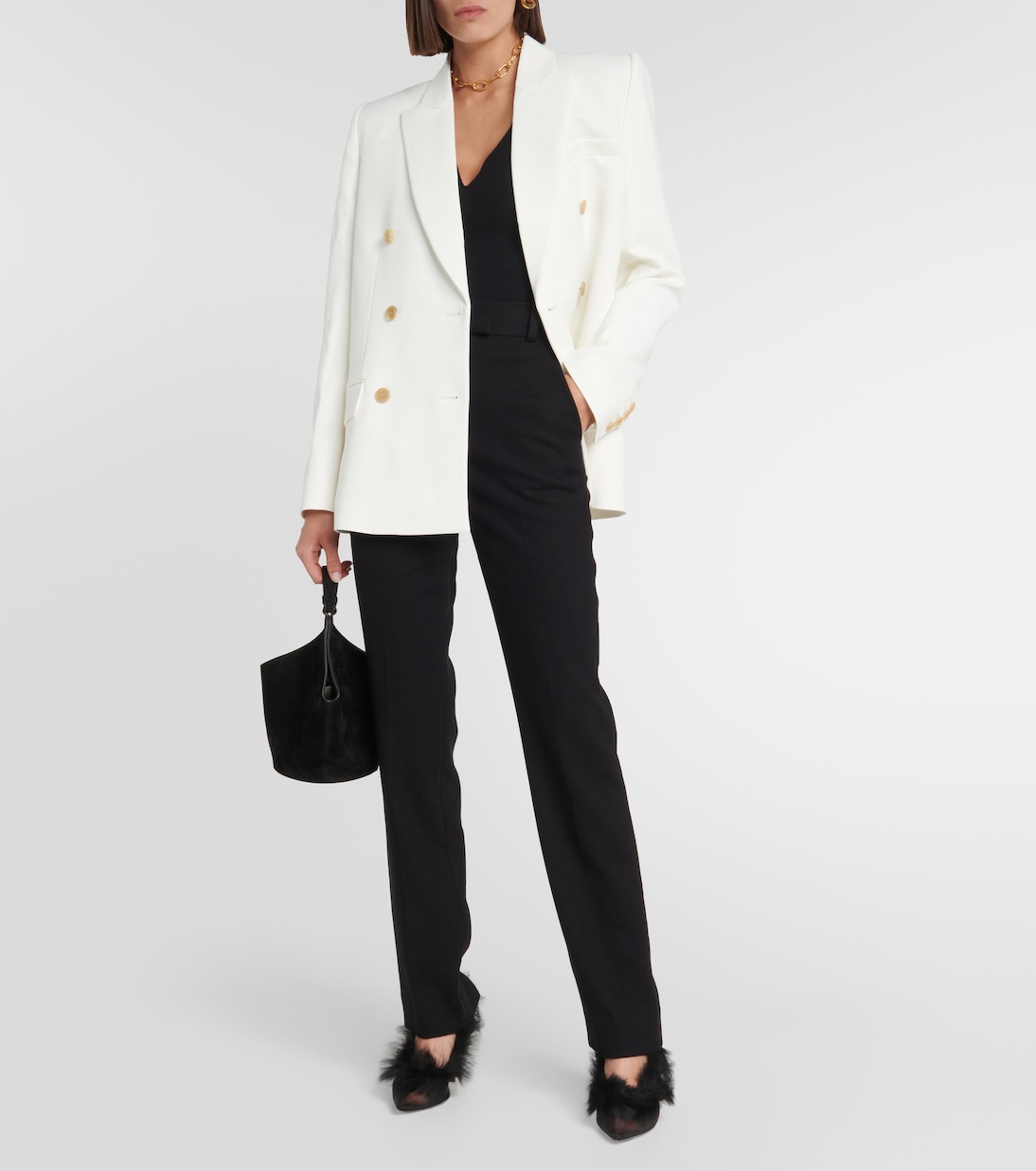 River shearling-trimmed mesh pumps | Khaite