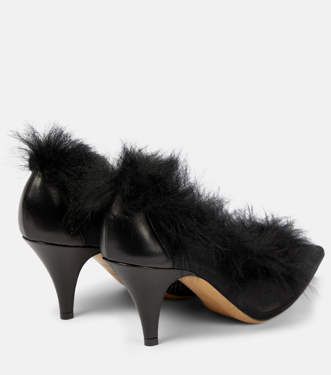 River shearling-trimmed mesh pumps | Khaite
