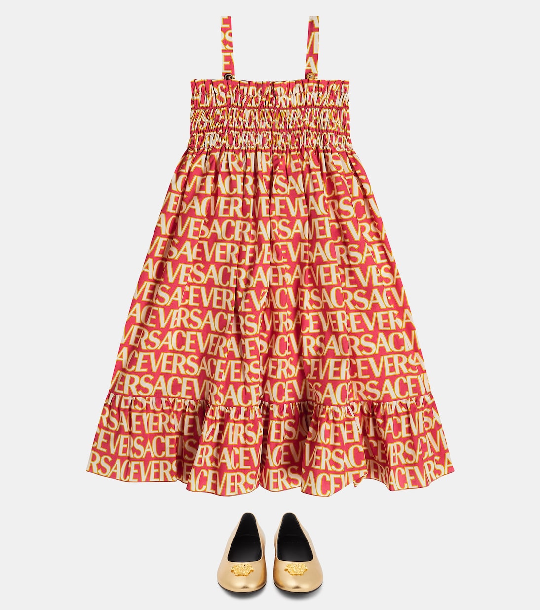 Bedrucktes Kleid aus Baumwollpopeline | Versace Kids