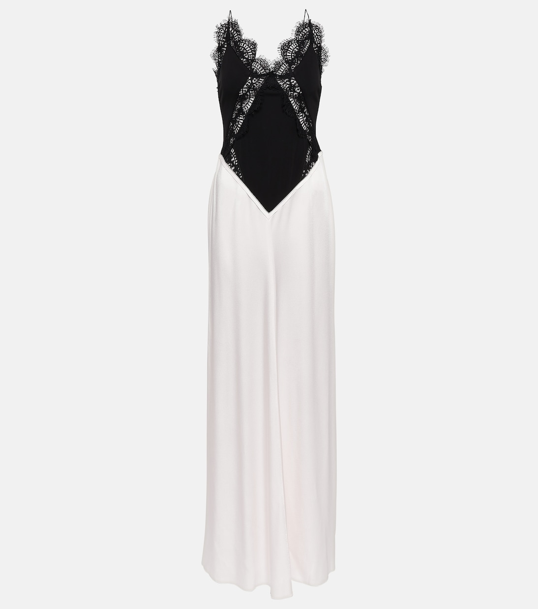 Abito lungo in raso con pizzo | Victoria Beckham