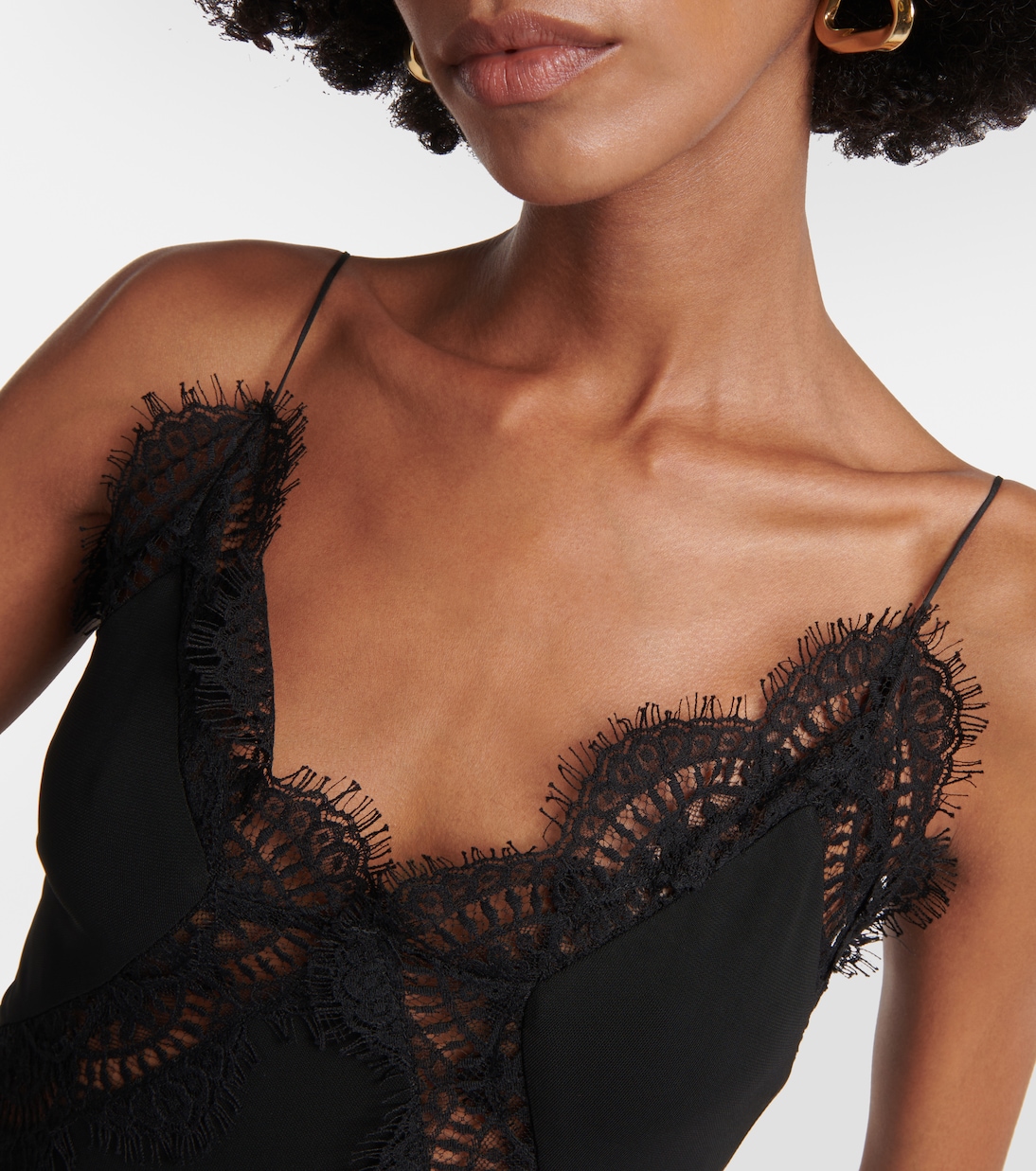 Abito lungo in raso con pizzo | Victoria Beckham