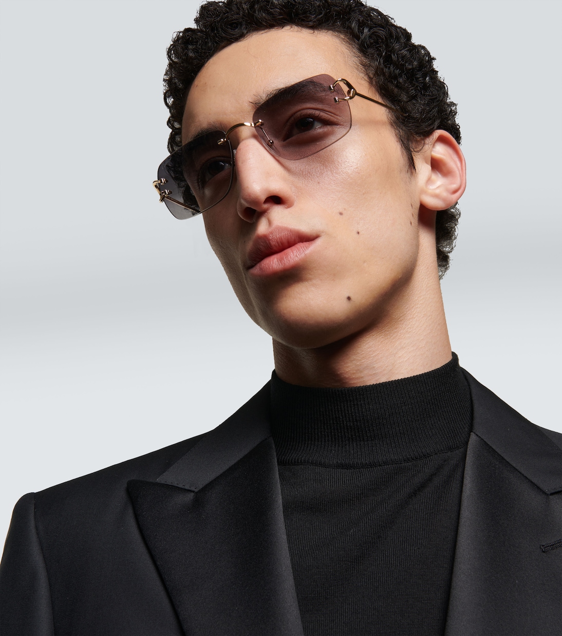 Lunettes de soleil rectangulaires en gris Cartier Eyewear Collection Mytheresa