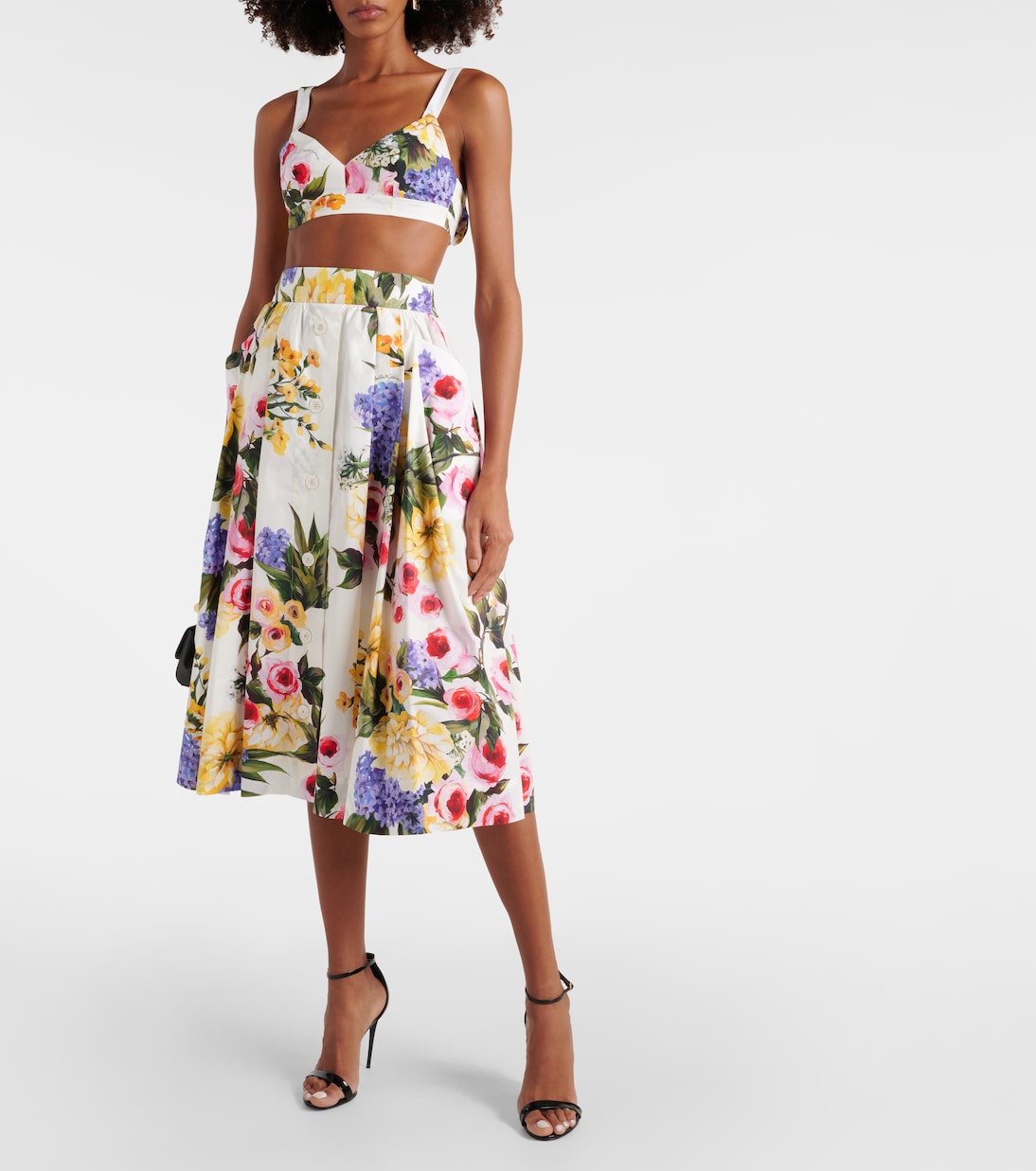 Bedruckter Midirock aus Baumwollpopeline | Dolce&Gabbana
