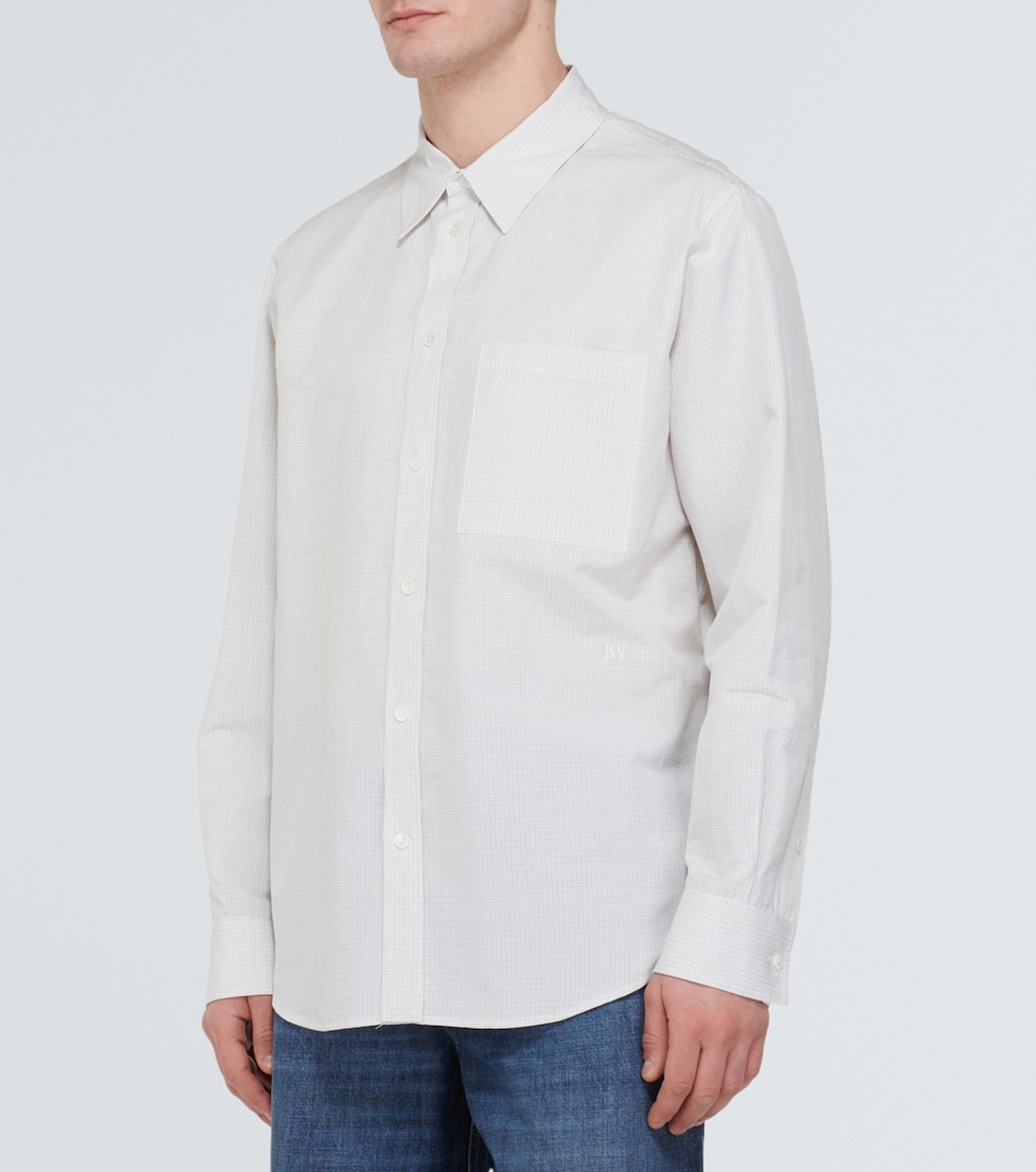 Camicia in cotone e lino a quadri | Bottega Veneta