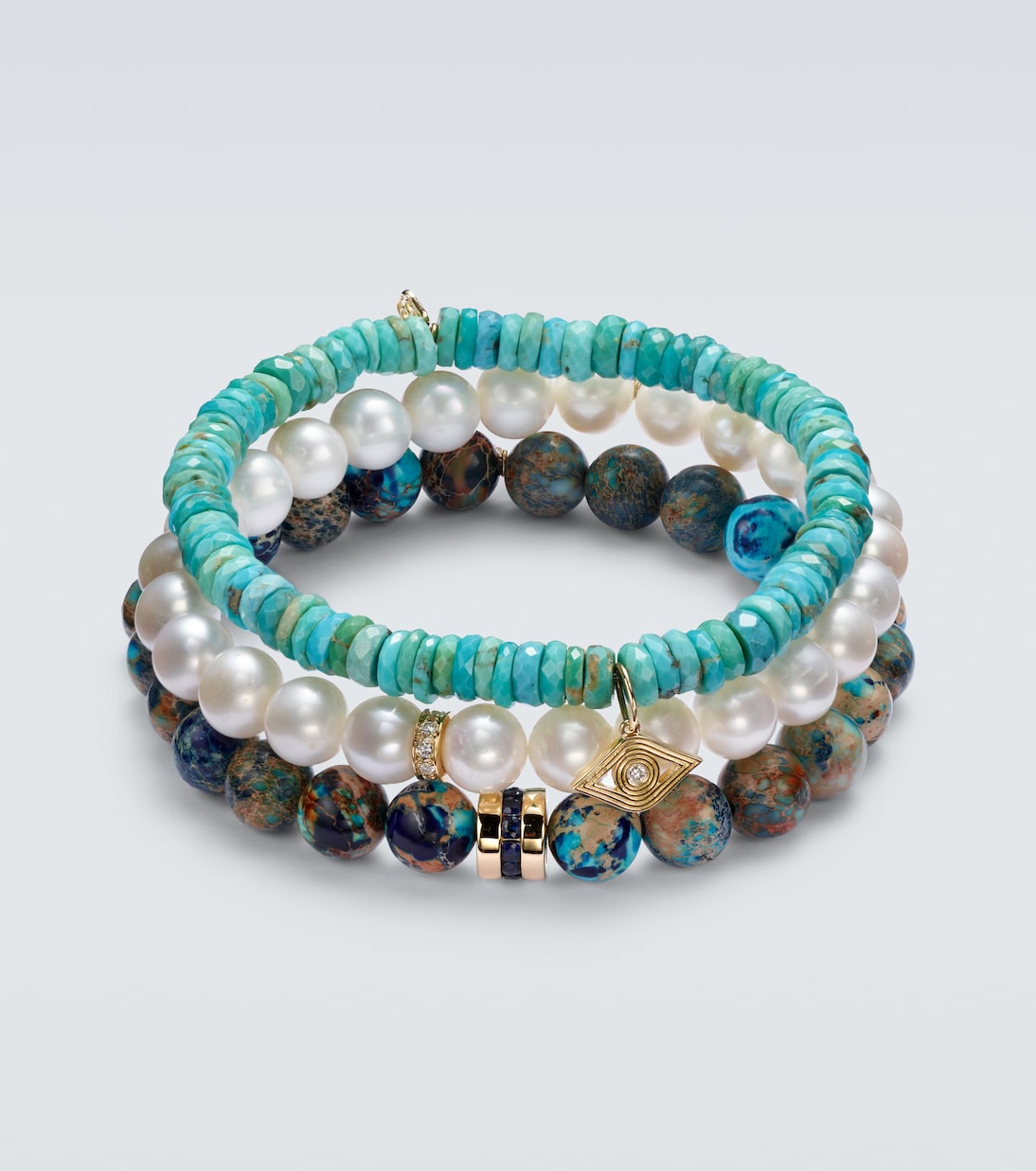Set de 3 bracelets en or 14 ct et pierres précieuses | Sydney Evan