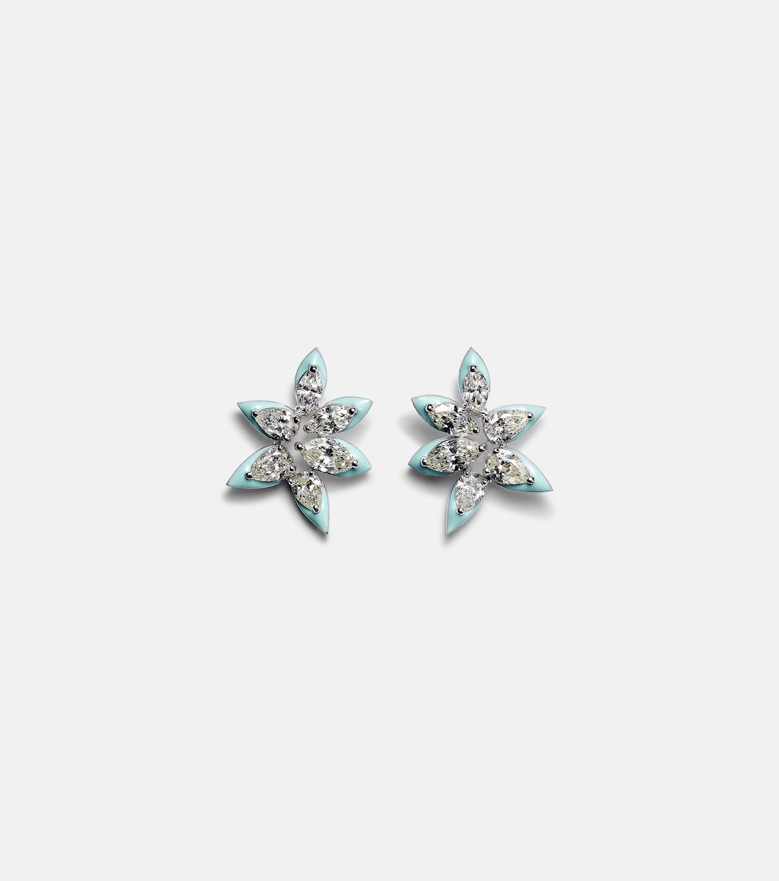 Boucles d'oreilles en or blanc 18 ct, émail et diamants | Kamyen