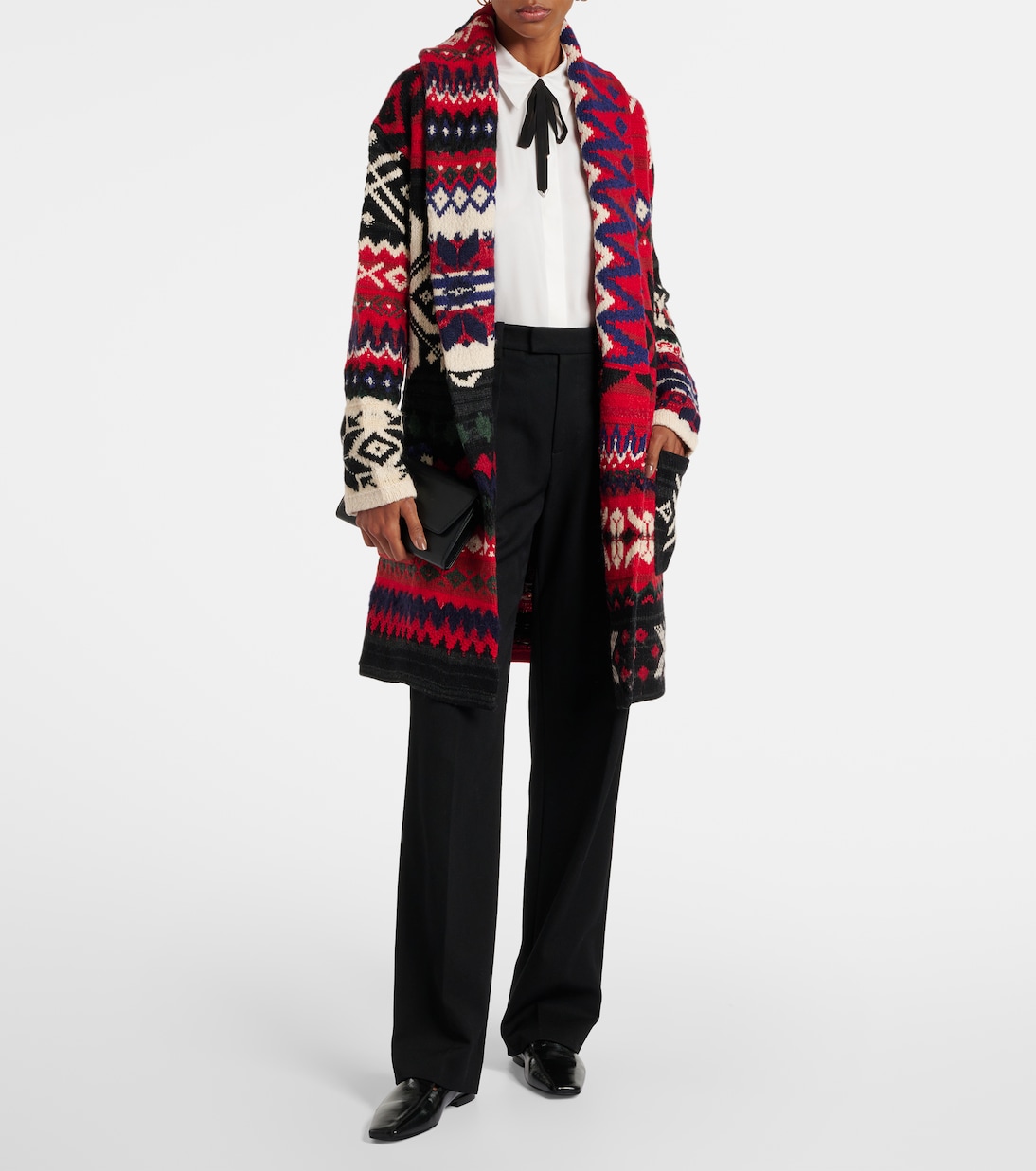 Intarsia and jacquard wool-blend wrap cardigan | Polo Ralph Lauren