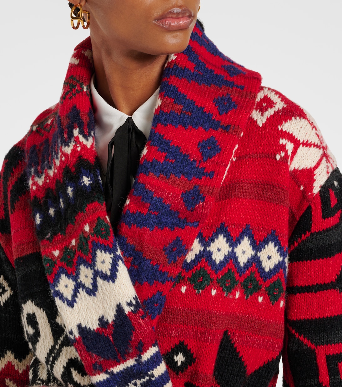 Intarsia and jacquard wool-blend wrap cardigan | Polo Ralph Lauren