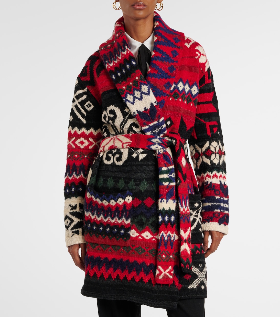 Intarsia and jacquard wool-blend wrap cardigan | Polo Ralph Lauren