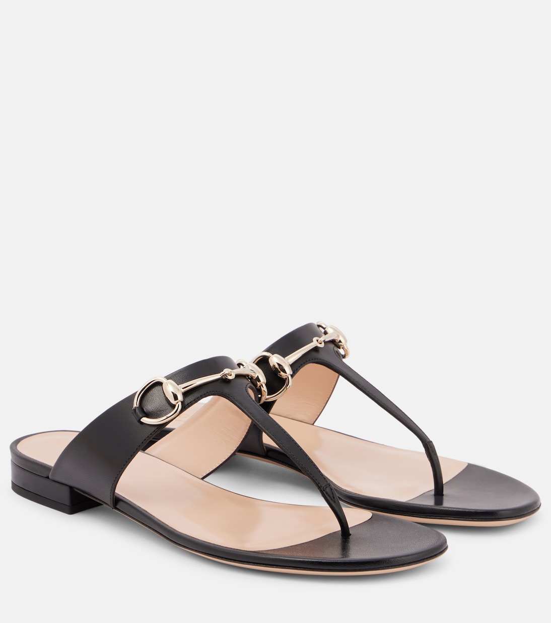 Lady Horsebit leather thong sandals | Gucci