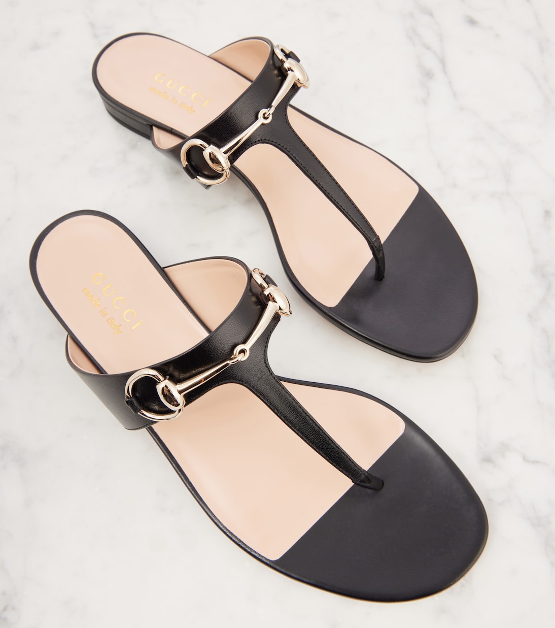 Lady Horsebit leather thong sandals | Gucci