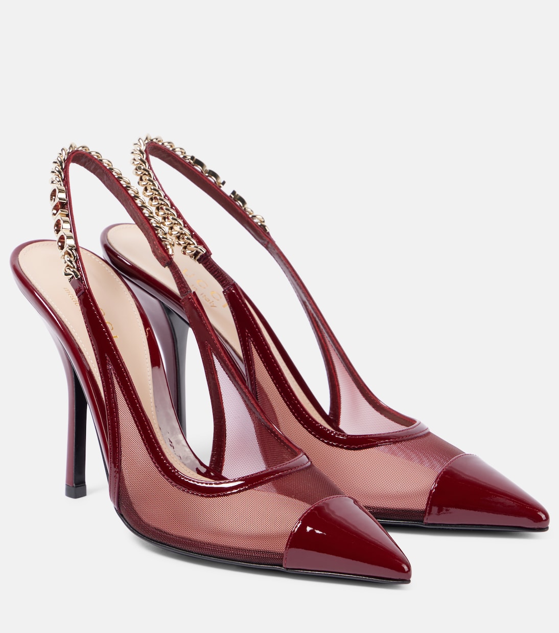 Stivaletti GUCCI Signoria con dettaglio a rete e tacco, perfetti per uno stile giovane e audace.