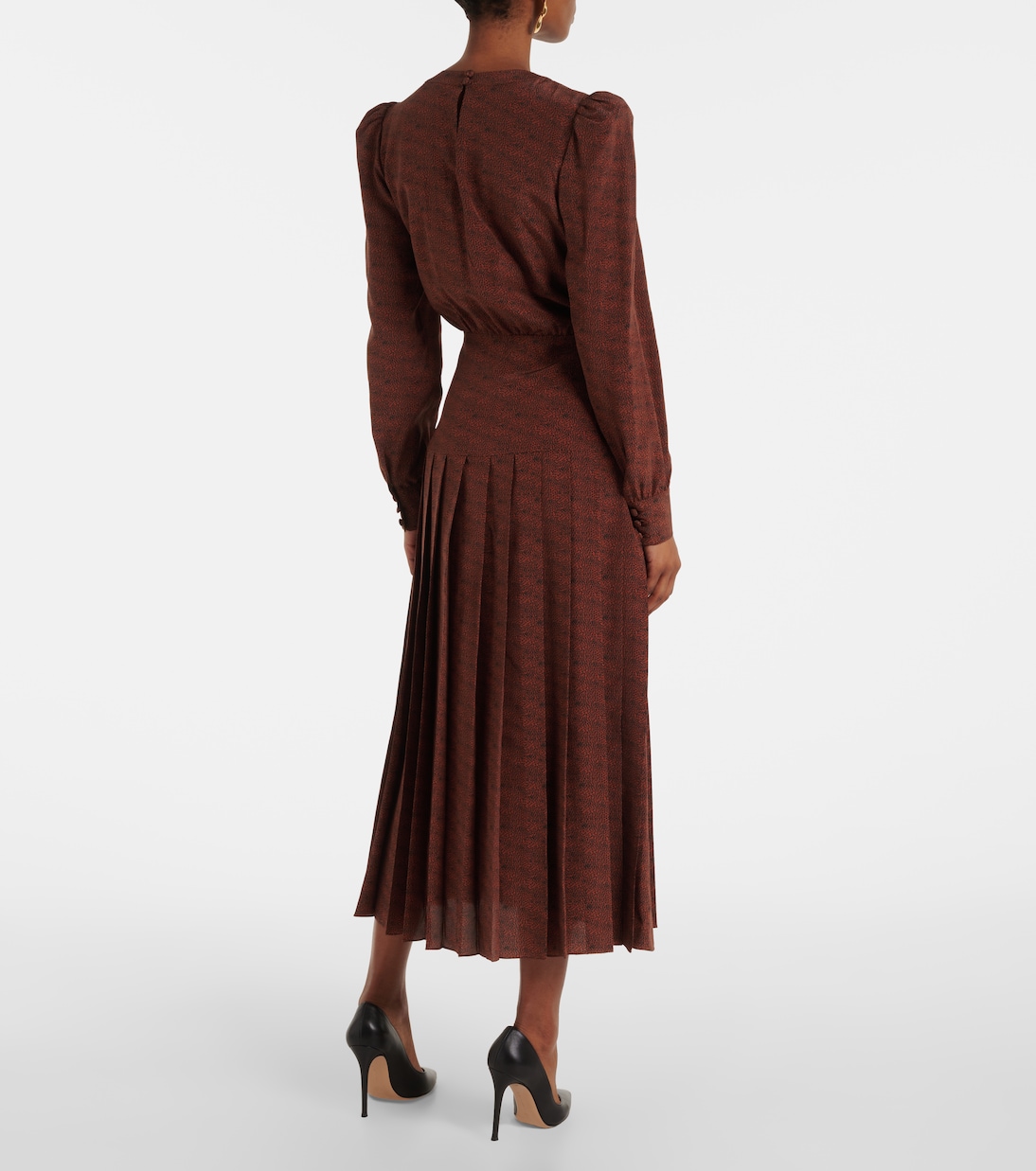 Abito midi in seta con stampa leopardata | Alessandra Rich