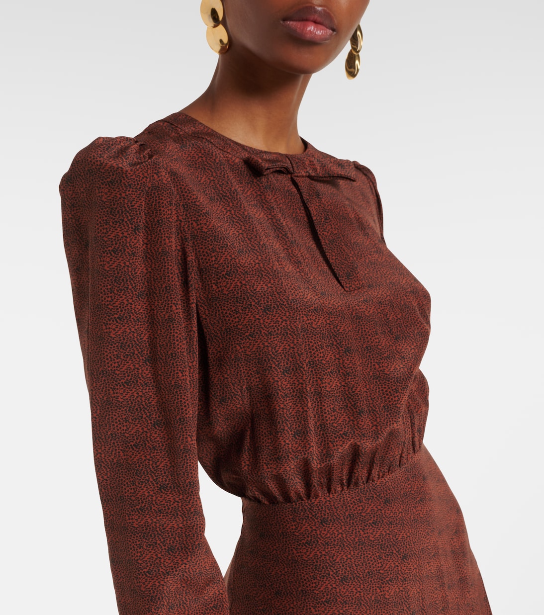 Abito midi in seta con stampa leopardata | Alessandra Rich