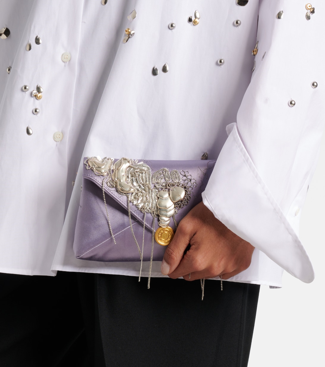 Pochette en satin à ornements | Dries Van Noten