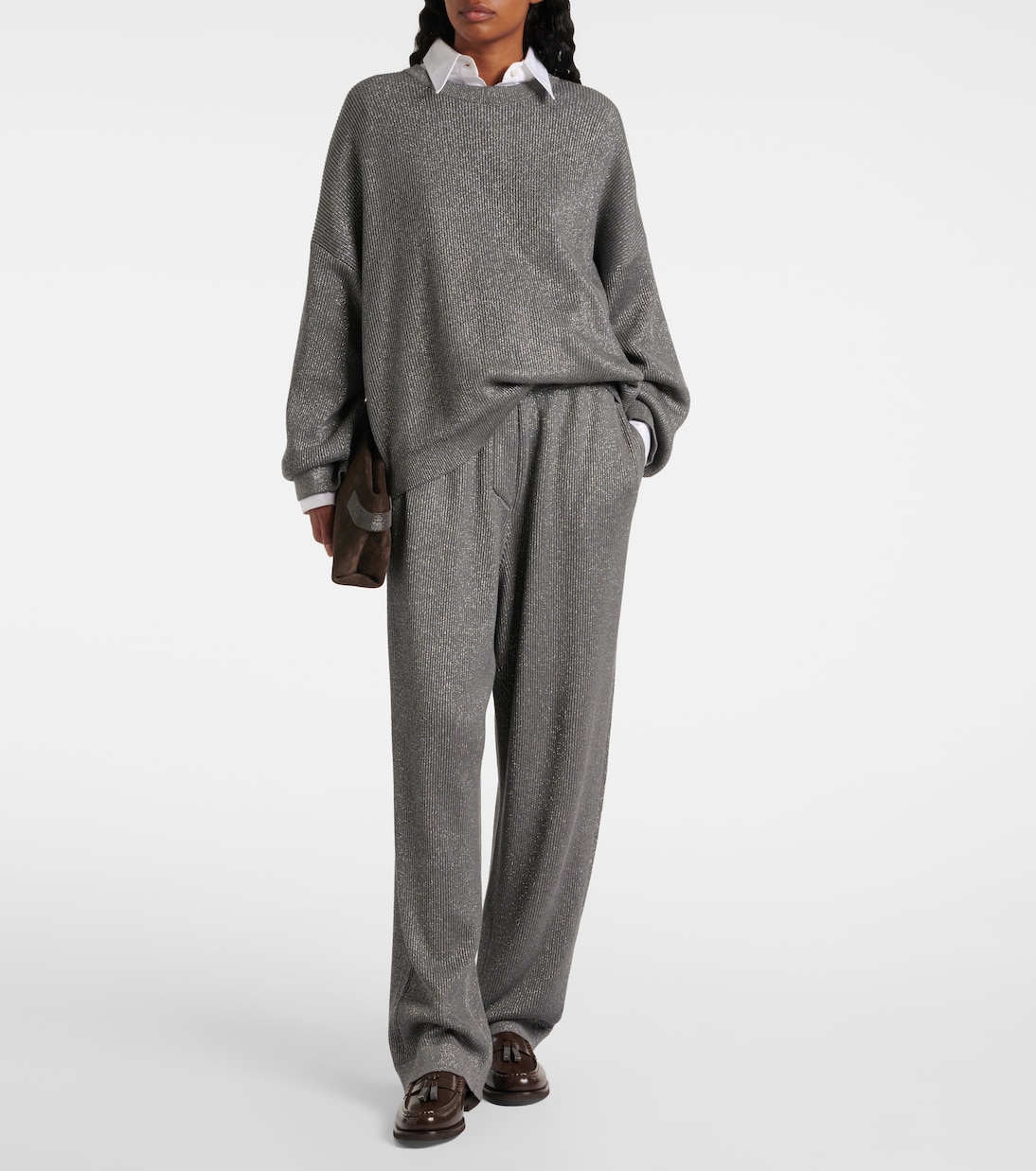 Pullover in misto cotone lamé | Brunello Cucinelli